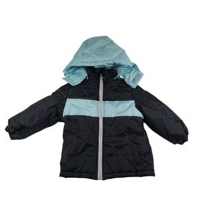 Operation Warm Kids Puffer Jacket Hooded Black Light‎ Blue Size 3T Winter